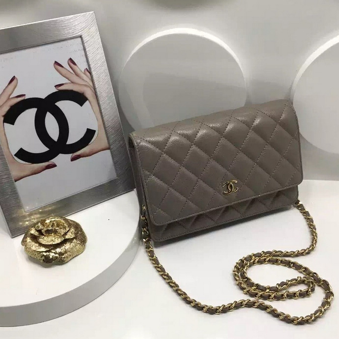 2016 Chanel WOC A33814 Gray Original Caviar Leather Mini Flap Bag Gold