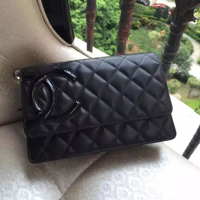 16 Chanel WOC A46646 Black Original Sheepskin Leather Mini Flap Bag