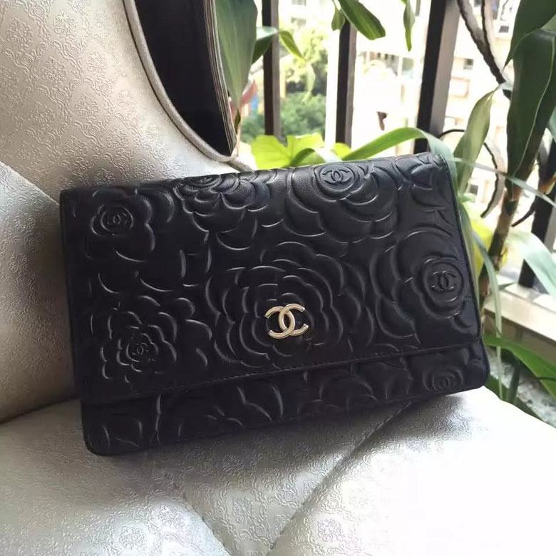 2016 Chanel WOC mini Flap Bag Black Original leather A33808