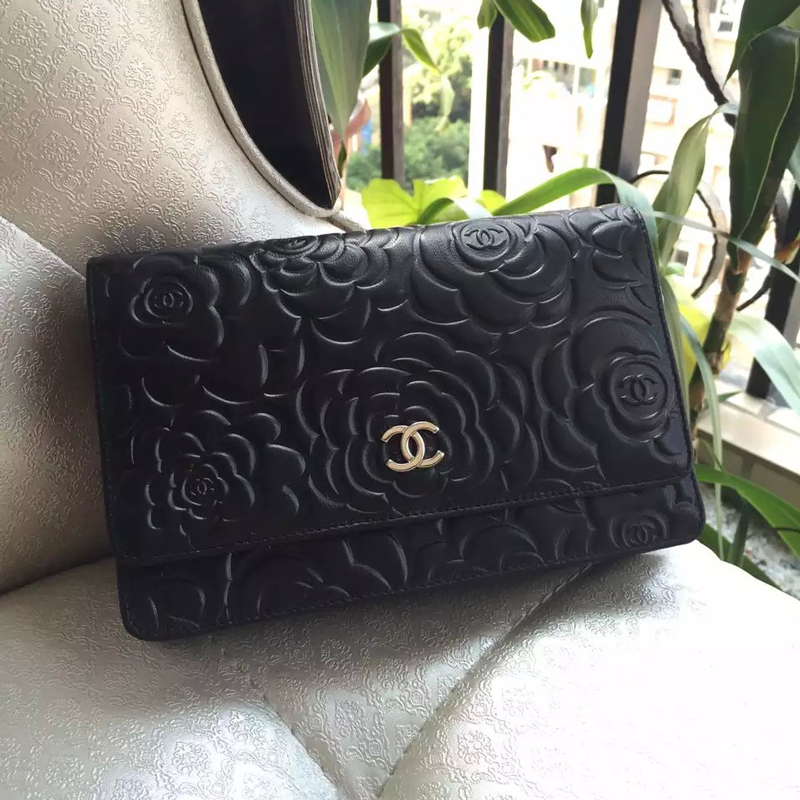 2016 Chanel WOC mini Flap Bag Black Original leather A33808