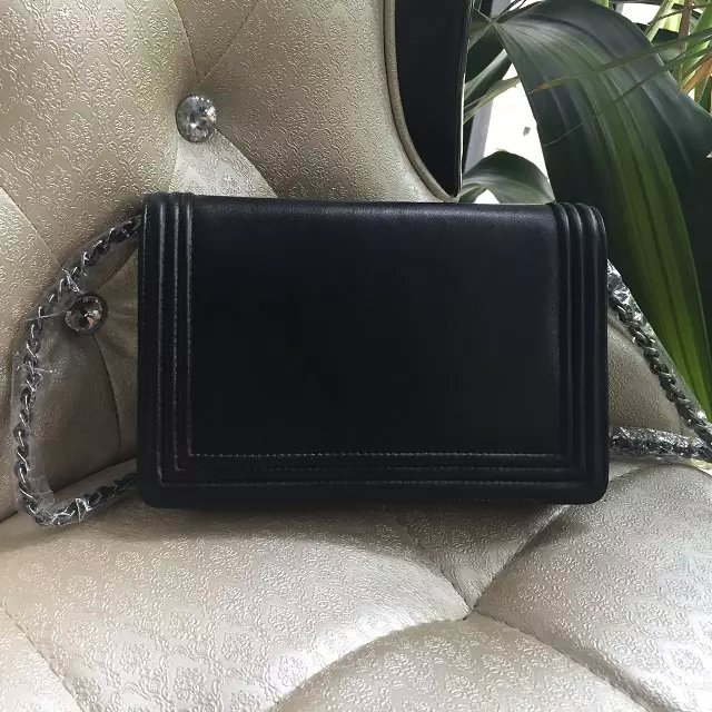 2016 Chanel WOC mini Flap Bag Grey Original leather A80746 Black&Silver