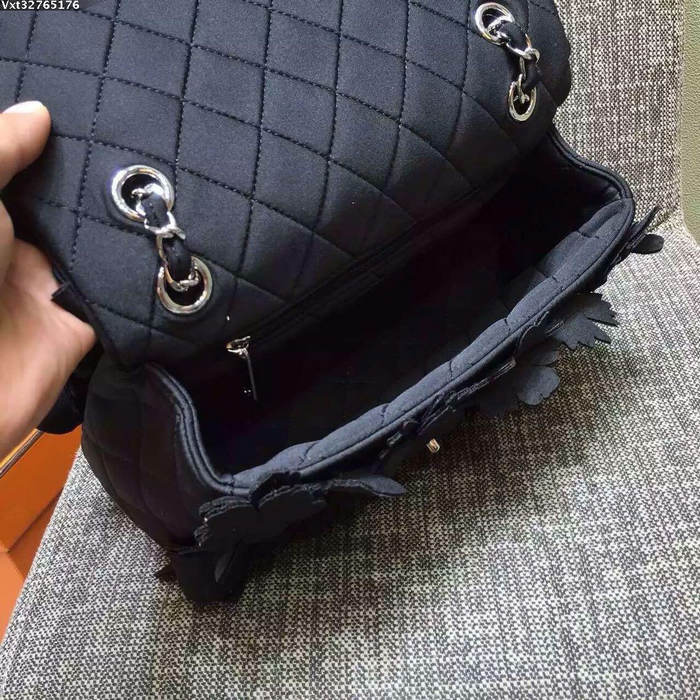 2016 Chanel fabric Camellia bag A0921 Black