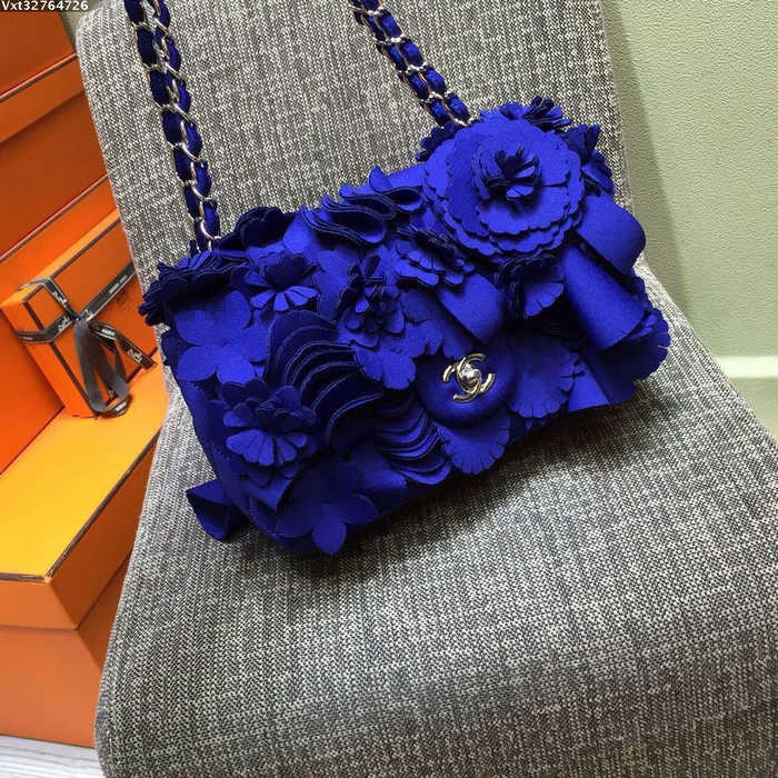 2016 Chanel fabric Camellia bag A0921 Blue