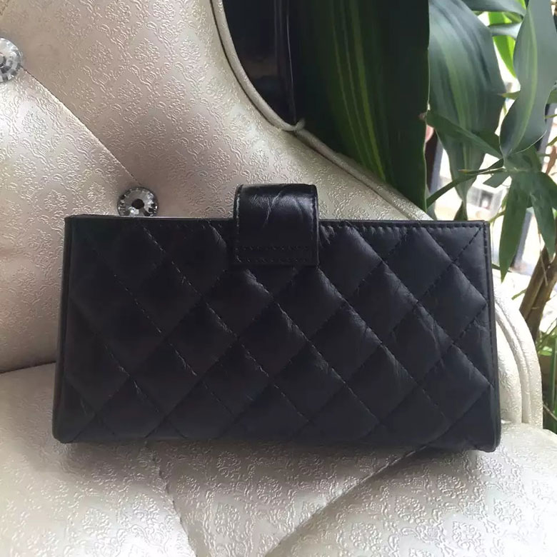 2016 Chanel iPhone6plus bag Original Calfskin Leather A89192 Black with Silver