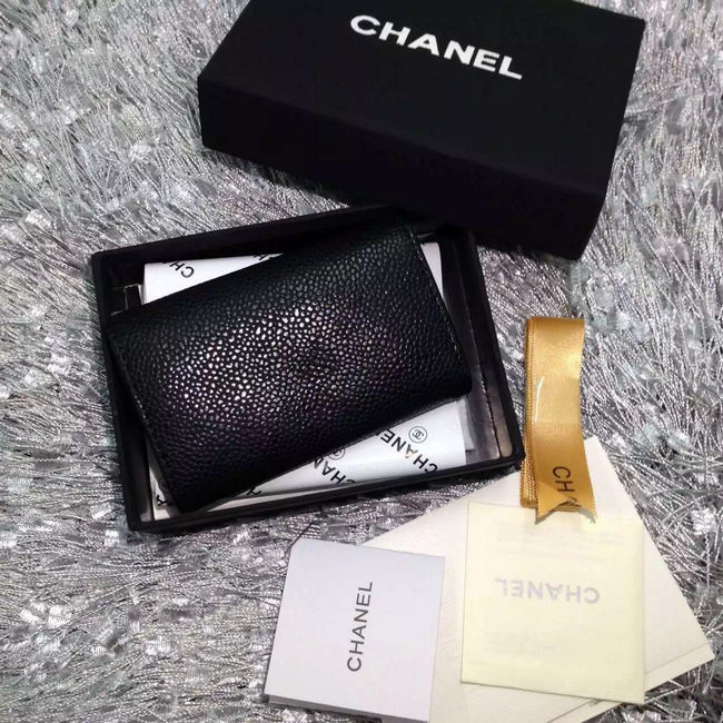 2016 Chanel key wallet Caviar leather Black