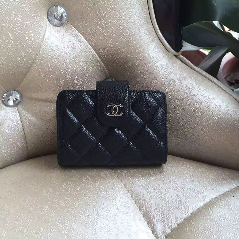 2016 Chanel multi-card bit card package Original Caviar Leather A80813 Black