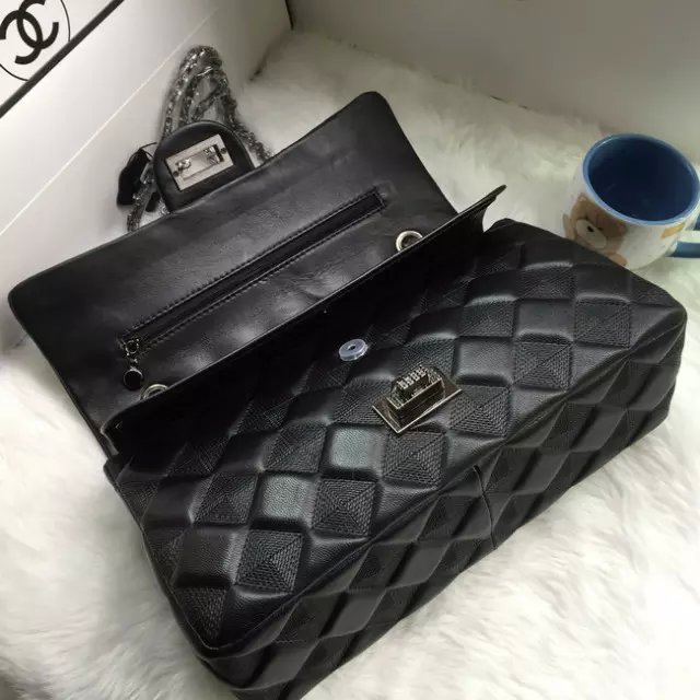 2016 Chanel sheepskin Leather Classic Flap Bag A2016 Black Silver