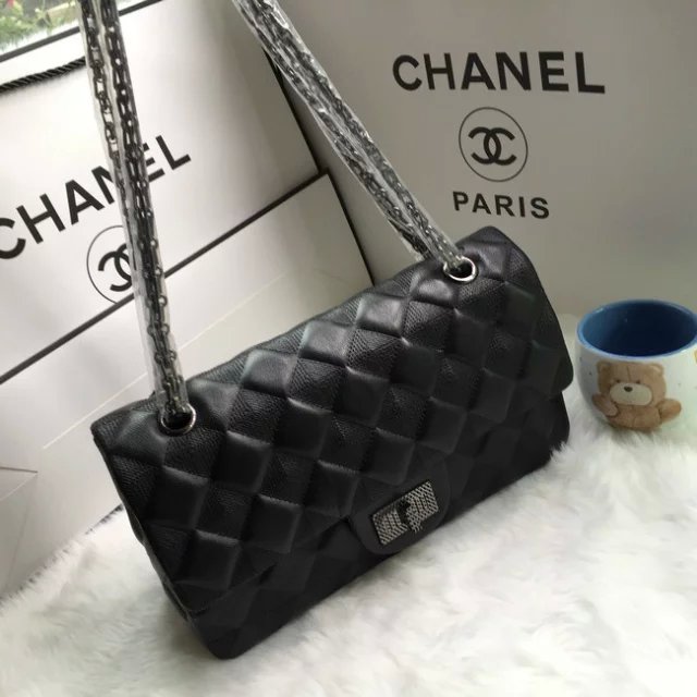 2016 Chanel sheepskin Leather Classic Flap Bag A2017 Black Silver