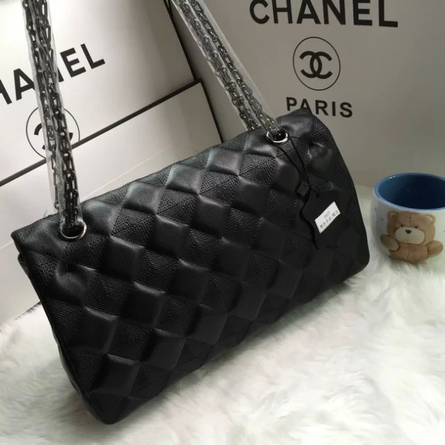 2016 Chanel sheepskin Leather Classic Flap Bag A2017 Black Silver