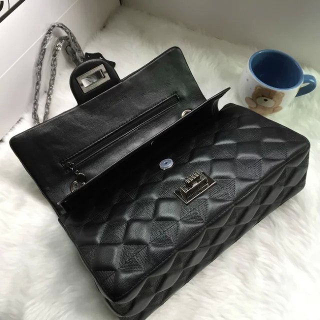 2016 Chanel sheepskin Leather Classic Flap Bag A2017 Black Silver