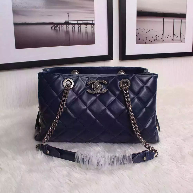 2016 Chanel shoulder Bag  Sheepskin Leather A70454 DarkBlue