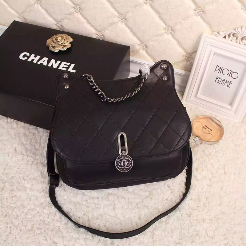 2016 Chanel shoulder bag Sheepskin Leather A36012 Black