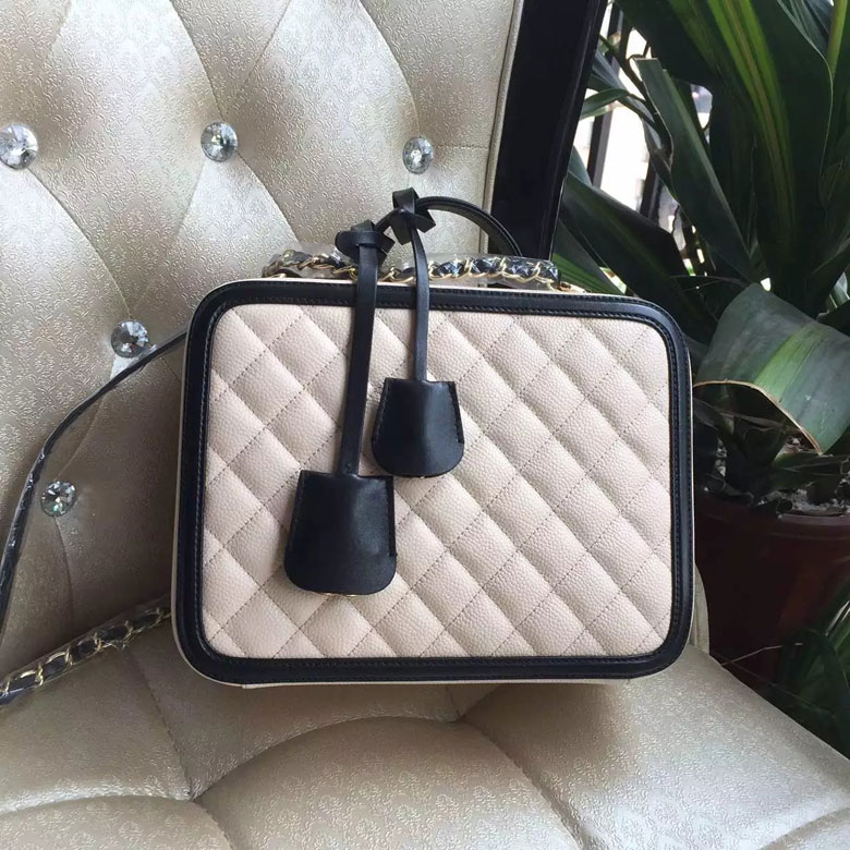 2016 Chanel spring and summer makeup bag Original Caviar Leather A12016 White