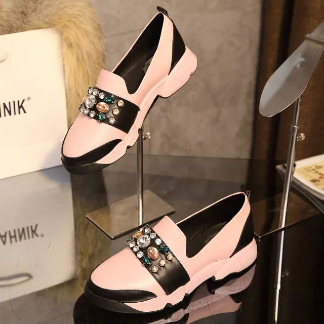 2016 Dior sheepskin leather shoes with Rhinestone