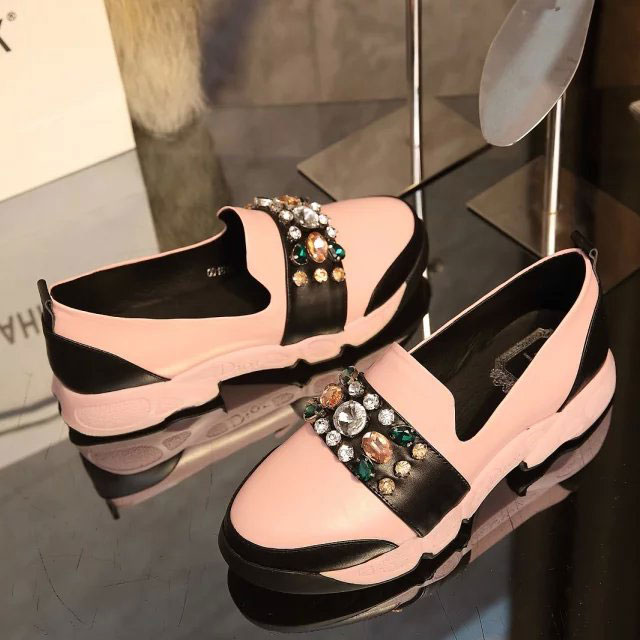 2016 Dior sheepskin leather shoes with Rhinestone