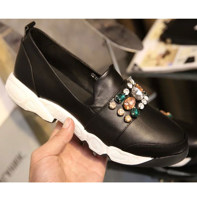 2016 Dior sheepskin leather shoes with Rhinestone