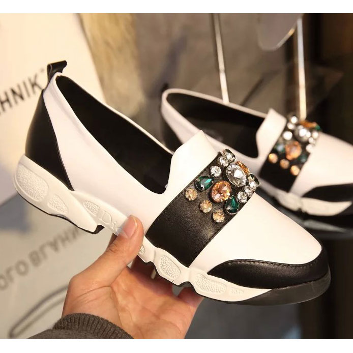 2016 Dior sheepskin leather shoes with Rhinestone