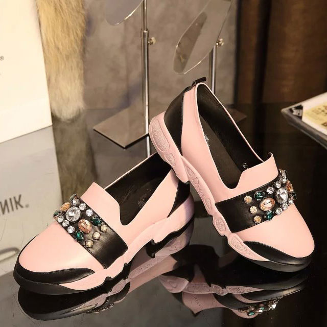 2016 Dior sheepskin leather shoes with Rhinestone