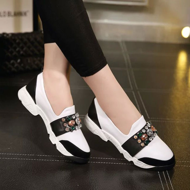 2016 Dior sheepskin leather shoes with Rhinestone