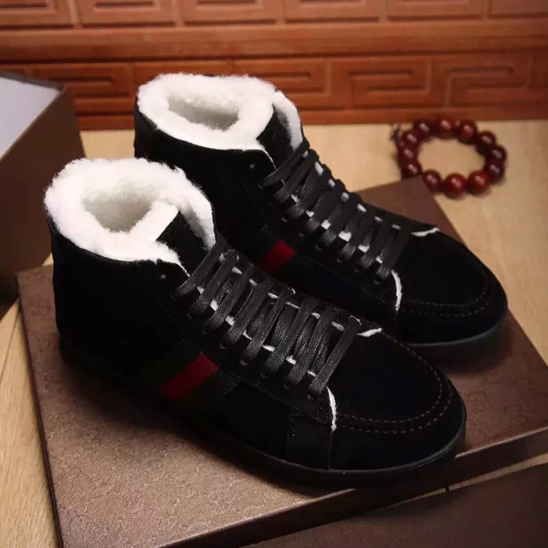 2016 Gucci Nubuck leather inside wool men Lace-up sneaker shoes