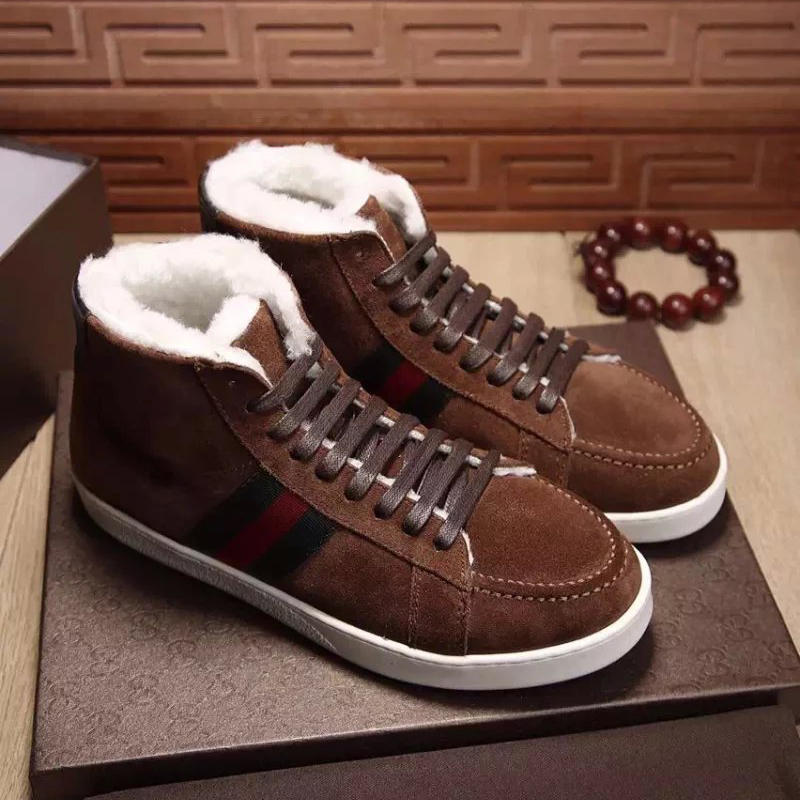 2016 Gucci Nubuck leather inside wool men Lace-up sneaker shoes