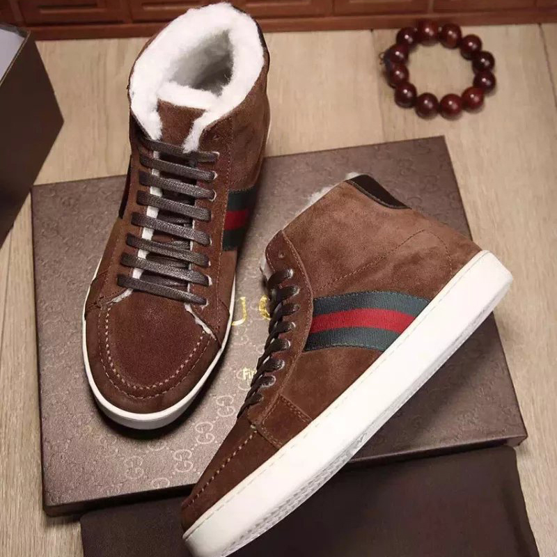 2016 Gucci Nubuck leather inside wool men Lace-up sneaker shoes