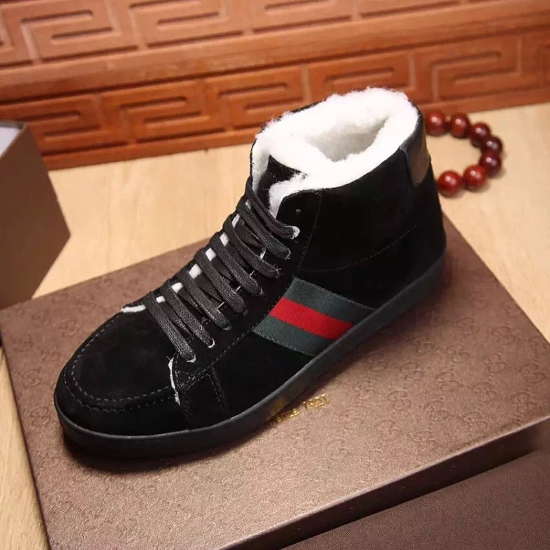 2016 Gucci Nubuck leather inside wool men Lace-up sneaker shoes