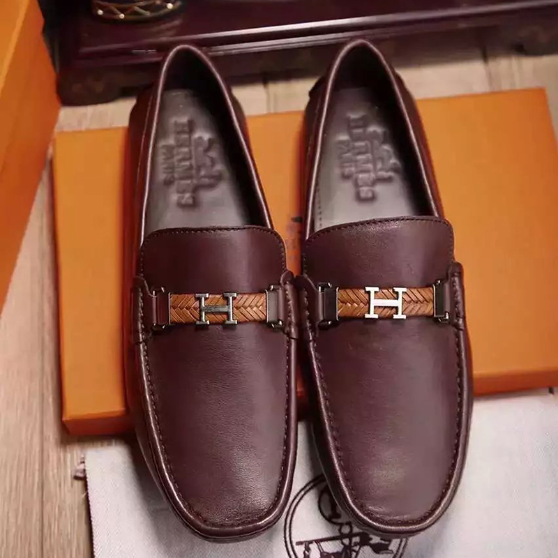 2016 Hermes Calfskin leather men Casual shoes