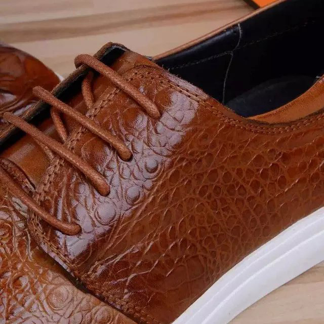 2016 Hermes Crocodile Stripe Calfskin leather men Casual shoes