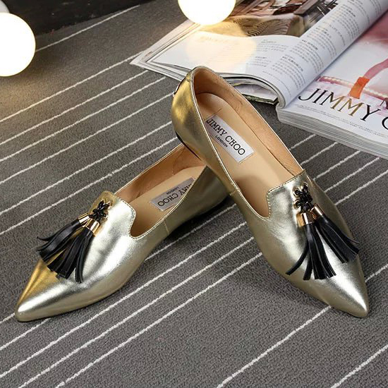 2016 Jimmy Choo Women Flats shoes in Calfskin leather