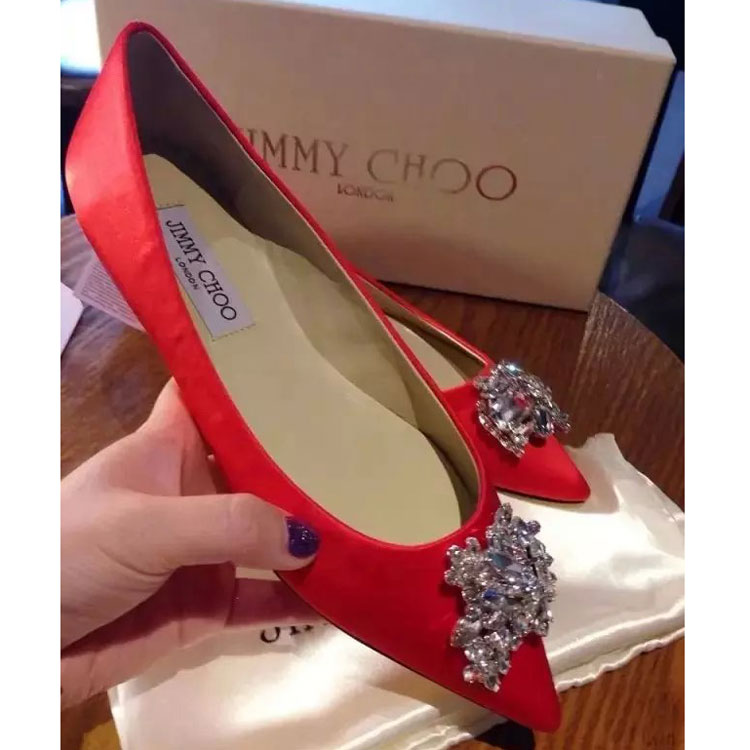 2016 Jimmy Choo Women flats shoes with Rhinestone