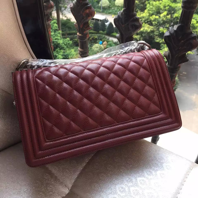 2016 LE Boy Chanel Flap Shoulder Bag Original Caviar Leather A67086 Claret