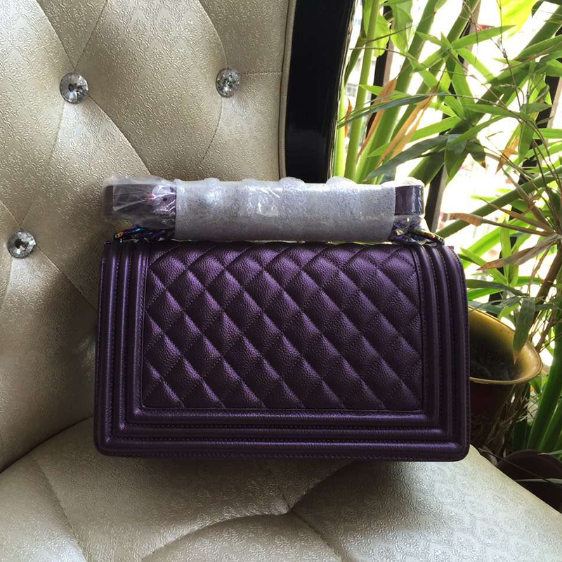 2016 LE Boy Chanel Flap Shoulder Bag Original Goatskin Leather A67086 Purple