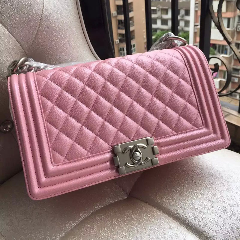 2016 LE Boy Chanel Flap Shoulder Bag Original Leather A67086 Pink