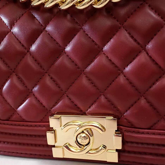 2016 LE Boy Chanel Flap Shoulder Bag Original Sheepskin Leather A67085 Claret