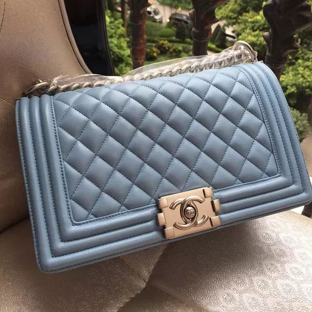 2016 LE Boy Chanel Flap Shoulder Bag Original Sheepskin Leather A67086 LightBlue