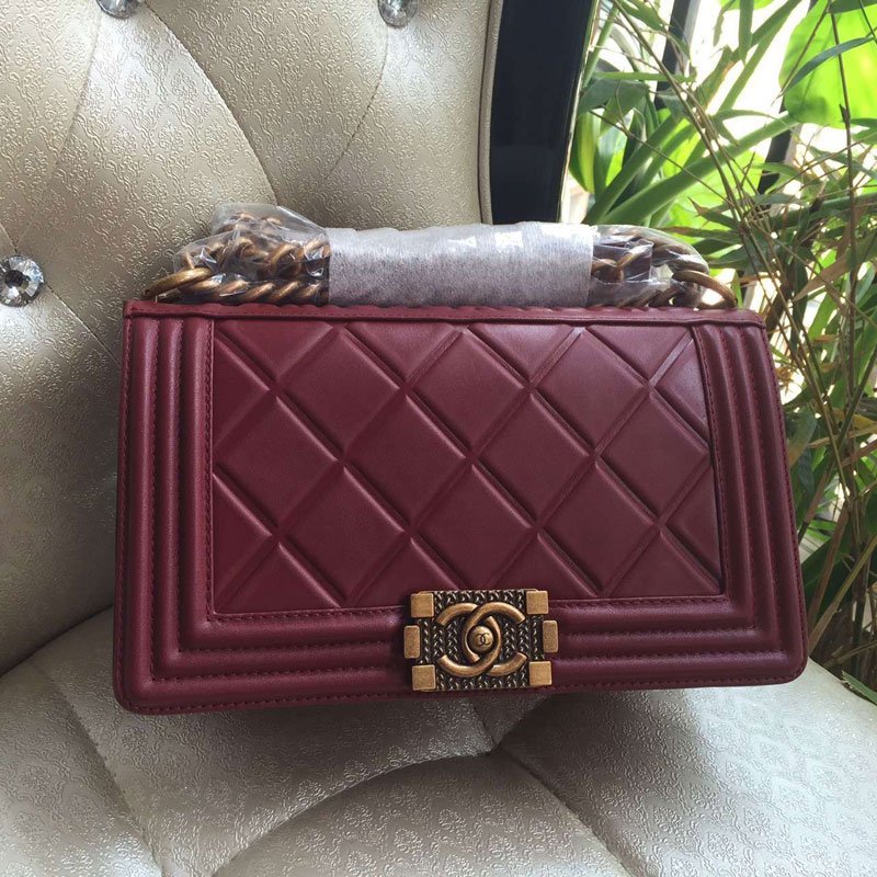 2016 LE Boy Chanel Flap Shoulder Bag Original leather A67086 Claret