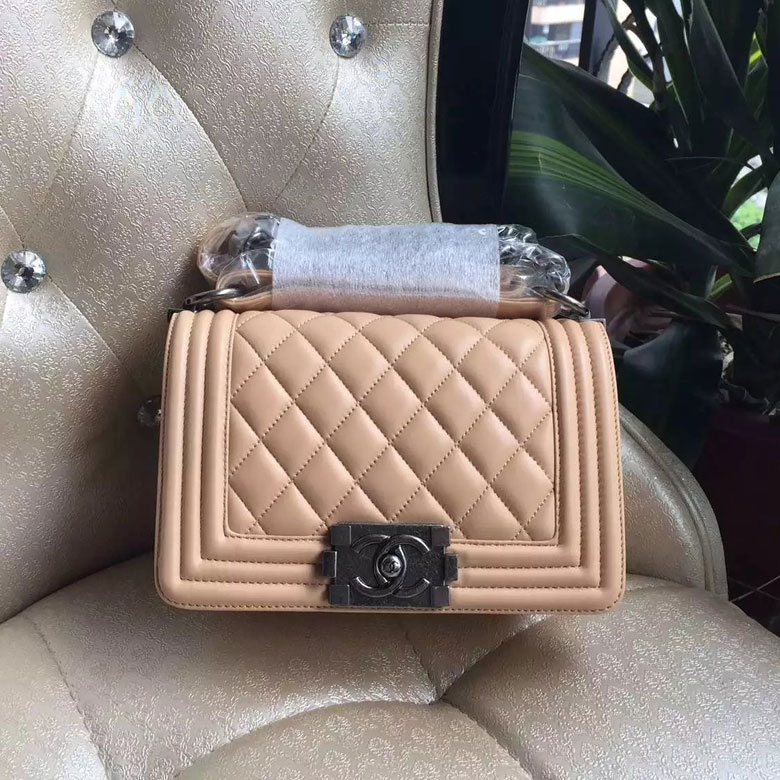 2016 Le Boy Chanel Flap Shoulder Bag Original Leather A67085 Apricot Silver