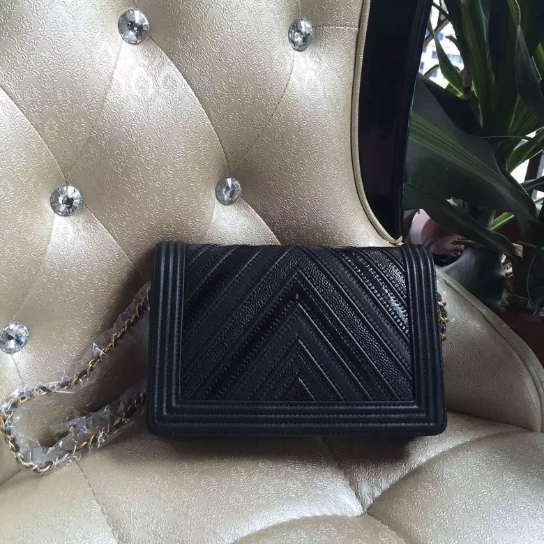 2016 Le Boy Chanel WOC mini Flap Bag Black Original leather A80387