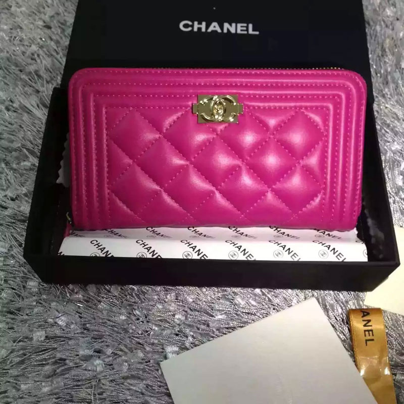 2016 Le Chanel Matelasse Zip Around Wallet Original Leather A50071 Rose