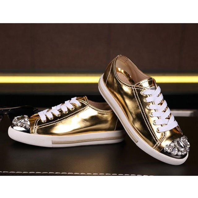 2016 Miu Miu women shoes in Cowhide leather with diamond