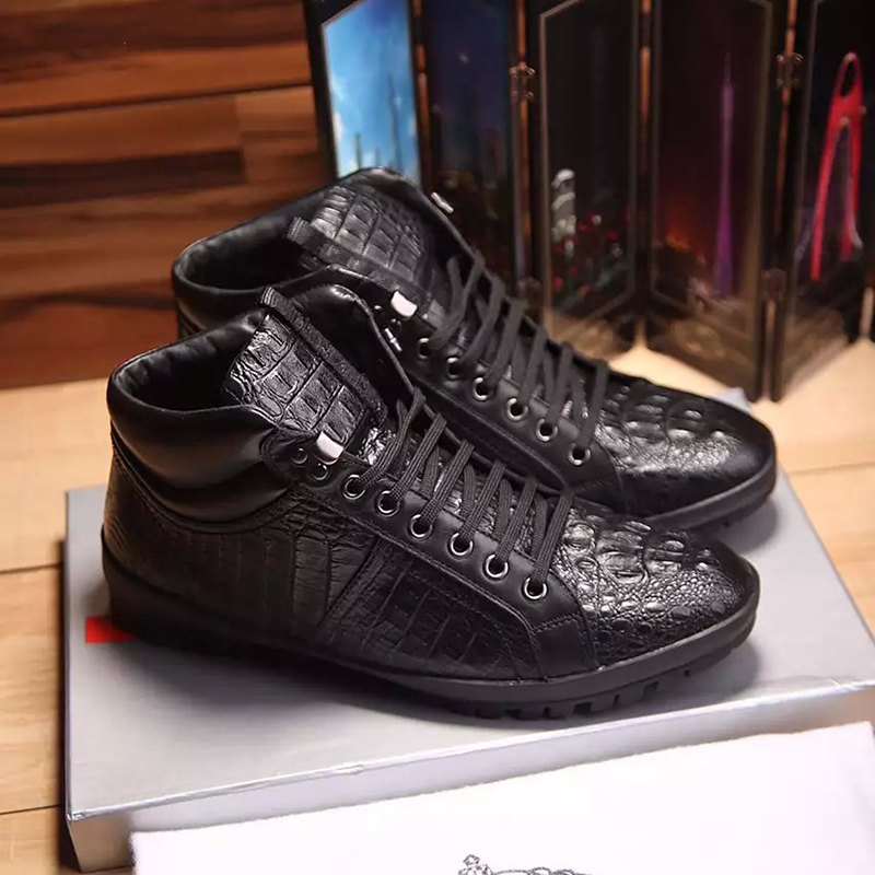 2016 New Arrivals Prada men Calfskin leather Lace-up sneaker