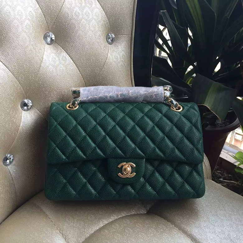 2016 New Chanel Classic Flap Bag 1112 Green Original leather Gold