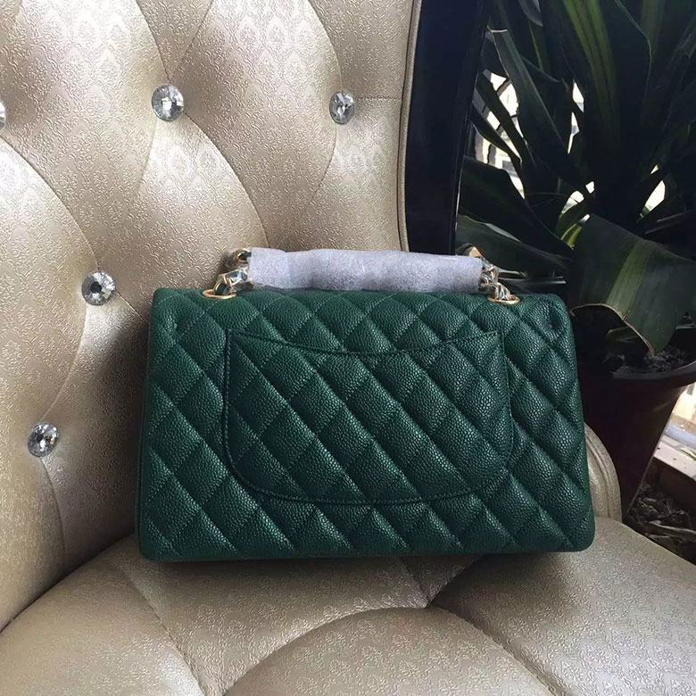 2016 New Chanel Classic Flap Bag 1112 Green Original leather Gold