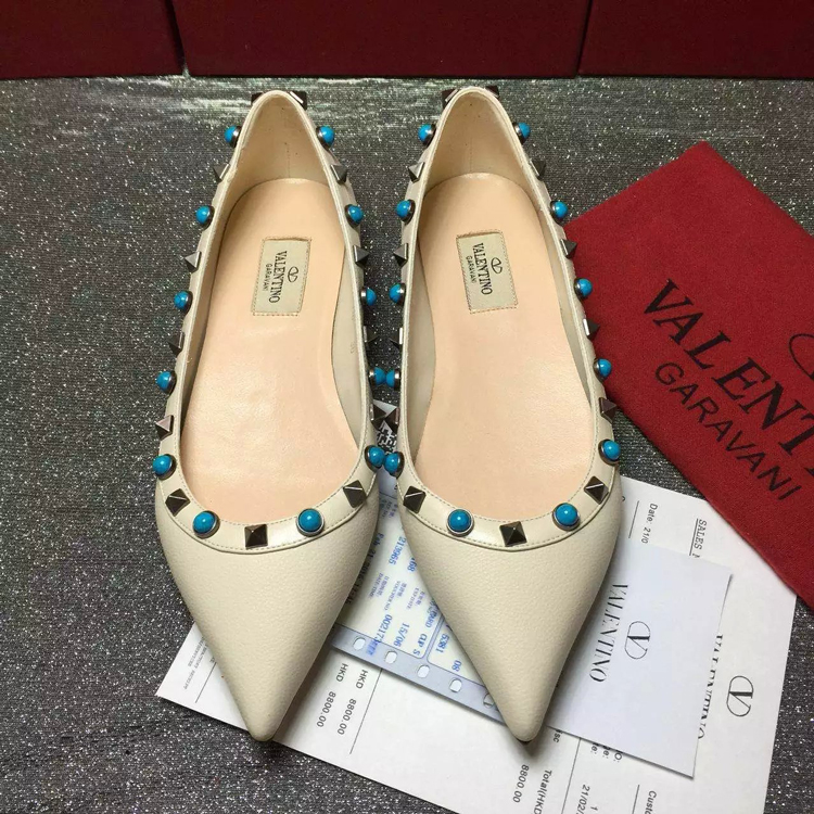 2016 New Valentino women Flat shoes in Litchi stripes leather