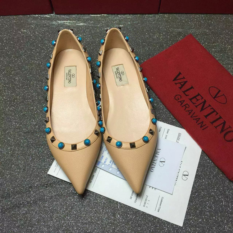 2016 New Valentino women Flat shoes in Litchi stripes leather