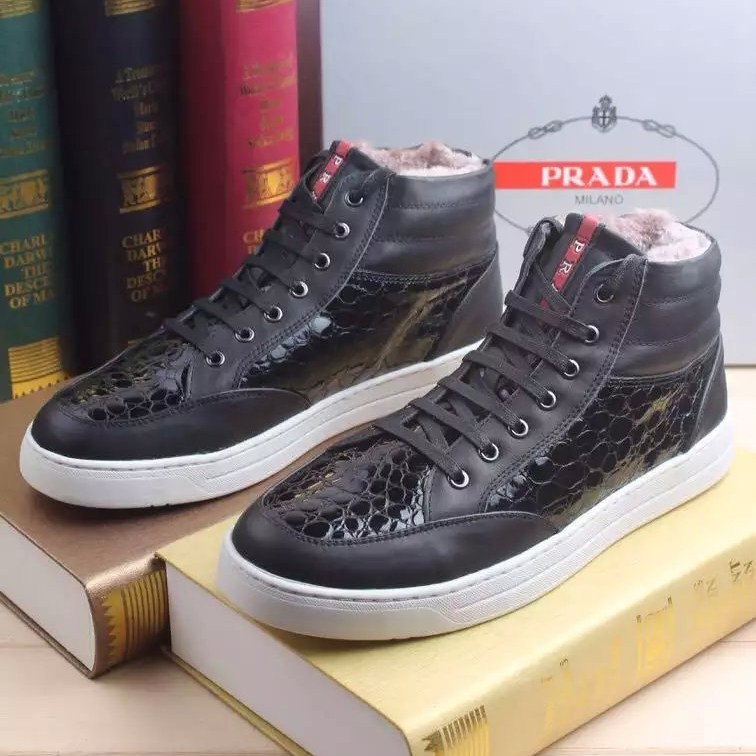 2016 Prada Cowhide leather men Lace-up sneaker shoes