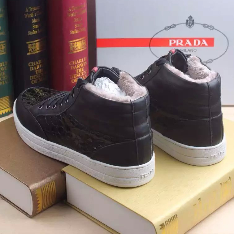 2016 Prada Cowhide leather men Lace-up sneaker shoes