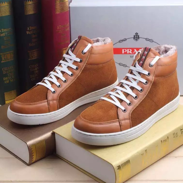 2016 Prada Nubuck leather men Lace-up sneaker shoes