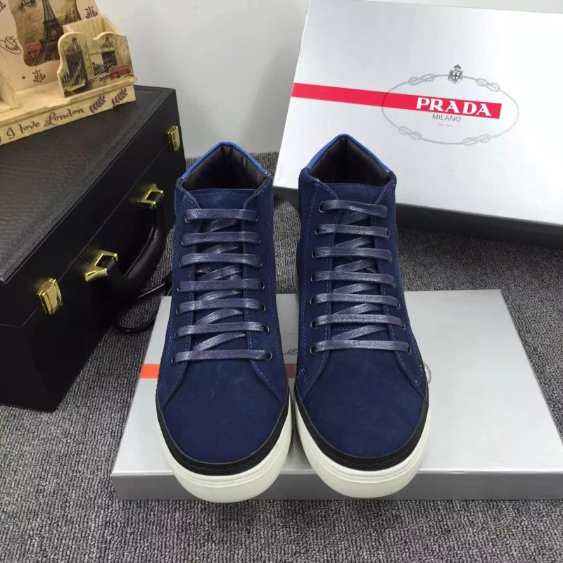 2016 Prada Nubuck leather men Lace-up sneaker shoes